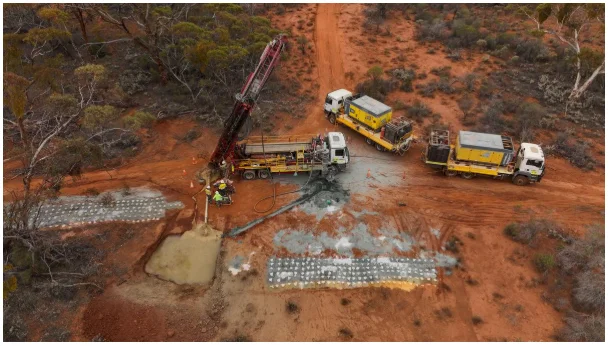 Historical drilling activity at Manna, the Western Australian lithium project central to Titan’s proposed acquisition. Image source: Kalgoorlie Miner/The West Australian.